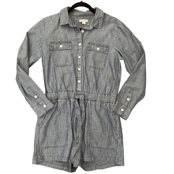 Outerknown Benson Chambray Denim Organic Cotton Jumpsuit $188 Shortall Blue M - Picture 4 of 11